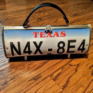 Texas cowboy western license plate purse clutch